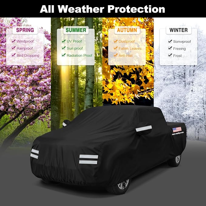 Truck Cover, Full Truck Covers Waterproof All Weather Dustproof, Snowproof, UV Protection Car Covers for Automobiles Universal Fit for Truck Cover Size 242''L x 80''W x 76''H