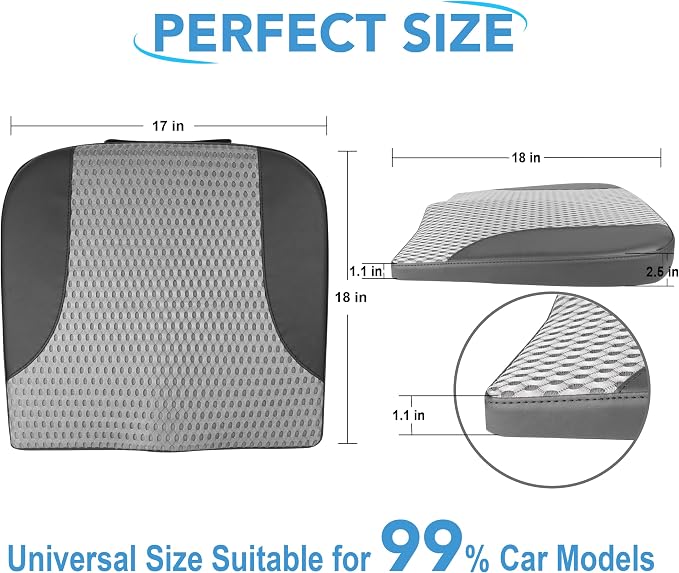 Lofty Aim Car Seat Cushion, Car Seat Pillow, Automotive Cushion | Memory Foam Car Seat Cushion for Long Driving, Butt Pillow for Pain Relief, Driver Seat Cushion for Car, Office, Black&Gray