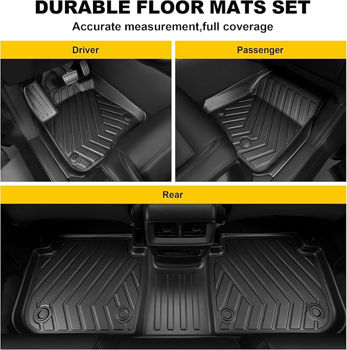 Floor Mats Fit for Honda HRV 2023-2027 Sport/LX/EX-L (Gasoline & Hybrid) | for Acura ADX 2025-2026, All Weather TPE Custom Fit HR-V Anti-Slip Floor Liners, 1st & 2nd Row, Black