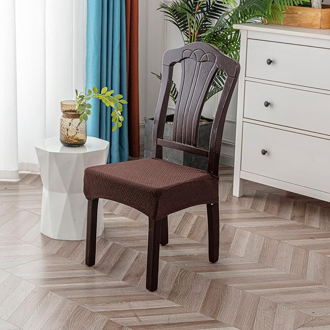 Genina Waterproof Seat Covers for Dining Room Chair Covers Set of 8, Stretch Jacquard Kitchen Parson Chair Slipcover Protector