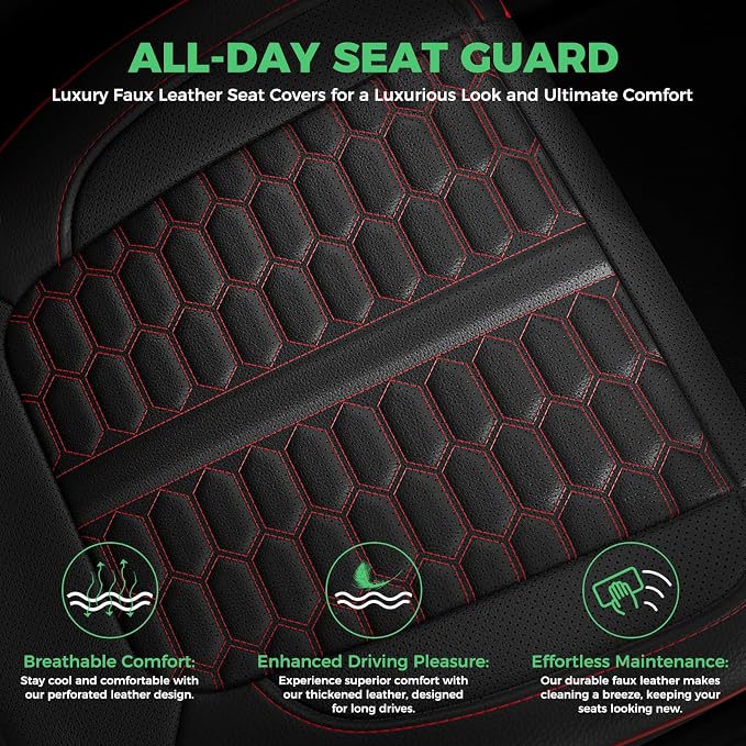 Custom Seat Covers for 2014-2018 Silverado/Sierra 1500 Crew Cab | Fits 2500/3500HD 2015-2019, Jump Seat Cover(armrest storage only), Faux leather, Waterproof, Scratch-resistant, Easy-clean