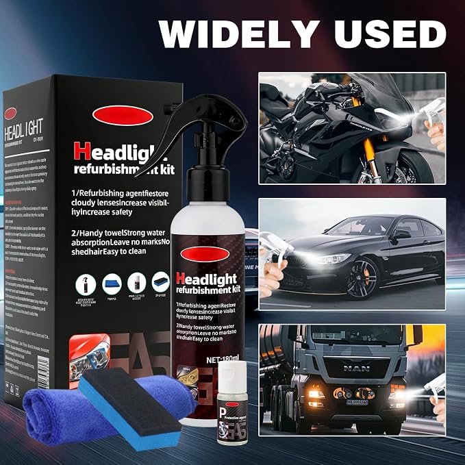 Headlight Restoration Kit,Car Headlight Restoration Polishing Kit,Headlight Cleaner And Restorer Kits,Fast & Easy Car Headlight Cleaner,Multifunctional Car Headlight Polishing for All Types(1Set)
