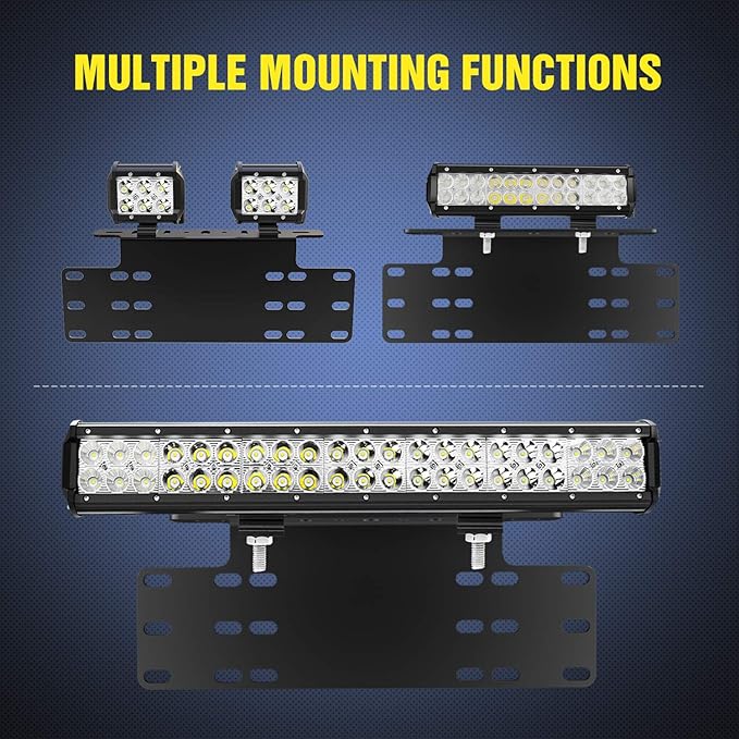 Nilight 90044B Universal License Heavy Duty Steel Front Plate Mounting Bracket Holder for Off-Road LED Work Lamps Lighting Bars, 2 Years Warranty, Black