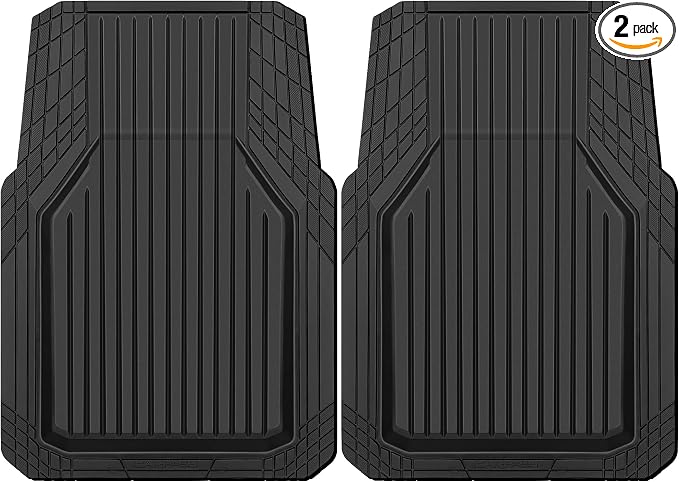CAR PASS Heavy Duty Rubber Floor Mats for Car, Waterproof Deep Dish Car Mats Two Front, Universal Trim to Fit for SUV Truck Sedans Vans, All Weather Automotive Floor Mats 2pcs, Solid Black