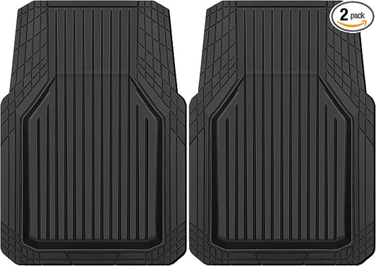 CAR PASS Heavy Duty Rubber Floor Mats for Car, Waterproof Deep Dish Car Mats Two Front, Universal Trim to Fit for SUV Truck Sedans Vans, All Weather Automotive Floor Mats 2pcs, Solid Black