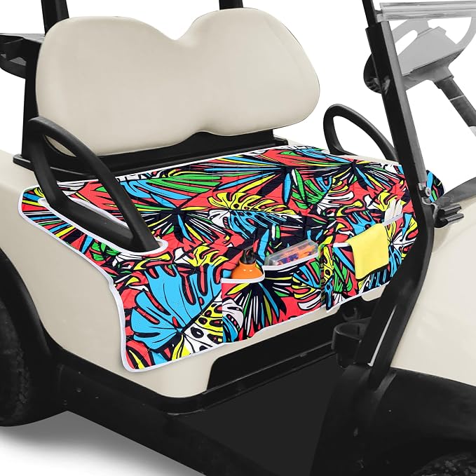 PGmoon Golf Cart Seat Covers with 4 Front Pockets & Nonskid Bottom