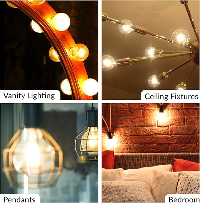 Simba Lighting LED Edison Vintage Filament G25 6W 120V E26, 2700K, 3 Pack | Vanity Globe G80 Bulb, Dimmable 60W Equivalent for Bathroom Makeup Mirror, Medium E26 Base, CE, RoHS Compliant, Warm White