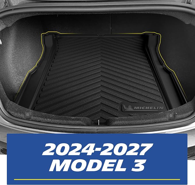 Michelin Vehicle Mats, Premier Series All-Weather TPE Custom Fit Liner for 2024-2027 Tesla Model 3 Floor Mats (6 Piece)