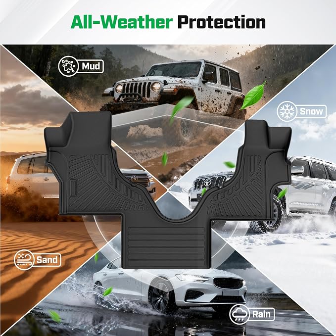 Cartist Floor Mats Fit for Ford Econoline/E-Series 2007-2025 E150/E250/E350/E450,All Weather Floor Liners for Econoline/E-Series Accessories Carpet Protection 3D TPE Heavy Duty Van Floormats