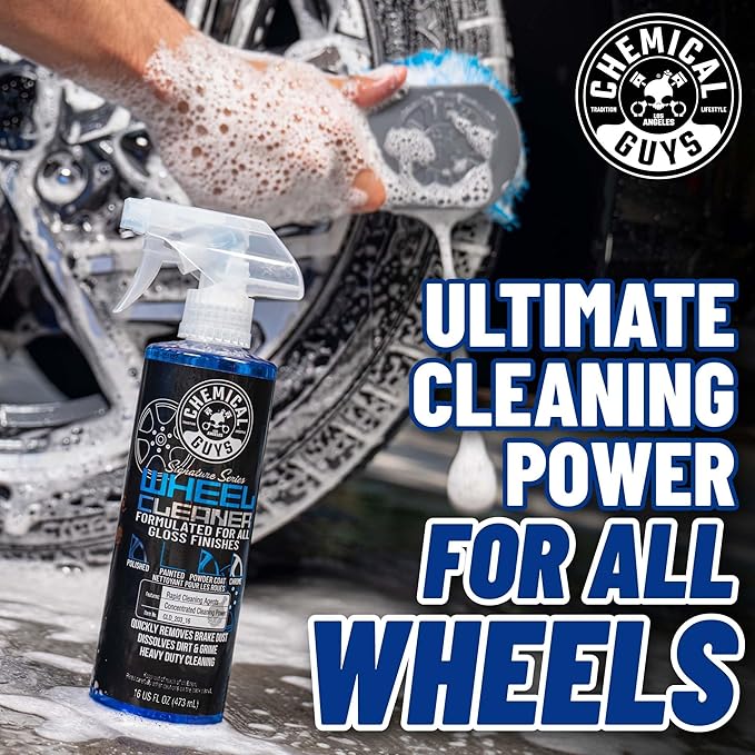 Chemical Guys, Signature Series Wheel Cleaner Spray for All Finishes, 16 oz | Fast-acting foaming spray clings to wheels to lift brake dust and road grime, safe on chrome and painted rims