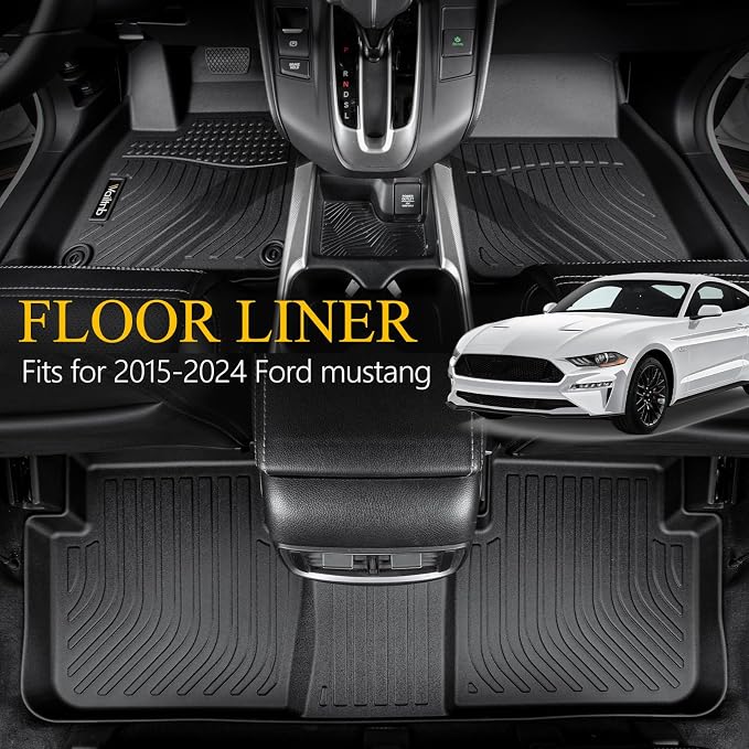 Wailtnb-Floor Mats for Ford Mustang 2015-2023 Convertible/Coupe/GT/EcoBoost Models (Without Subwoofer in Cargo Area Not for Mach-E) Cargo Mat Car Mat for Mustang Accessories Black