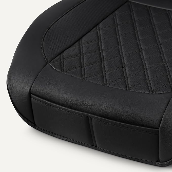 Amazon Basics Front Car Seat Covers, Breathable Faux Leather, Universal Fit, Black, 2-Pack