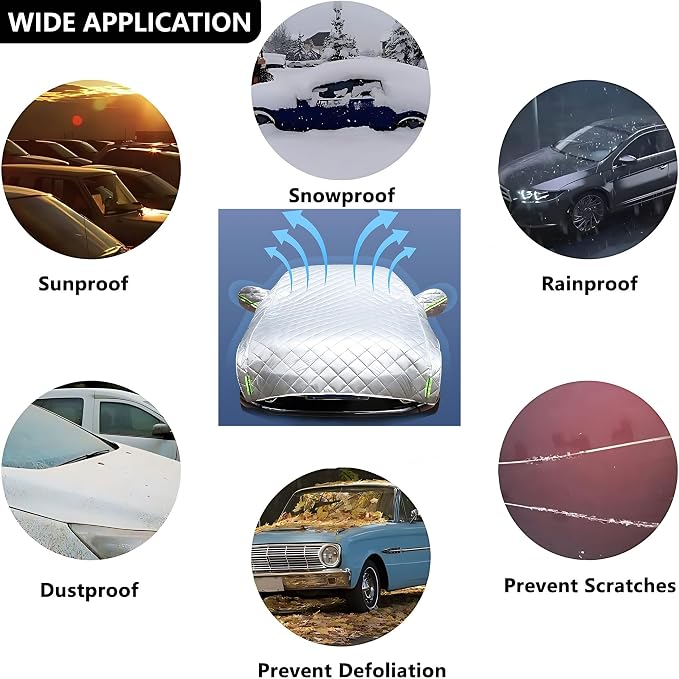 Padded Car Covers for Hail, Hail Protector Car Cover SUV, Car Cover Hail Protection Padded, Durable Half Hail Blanket for Sedan/SUV