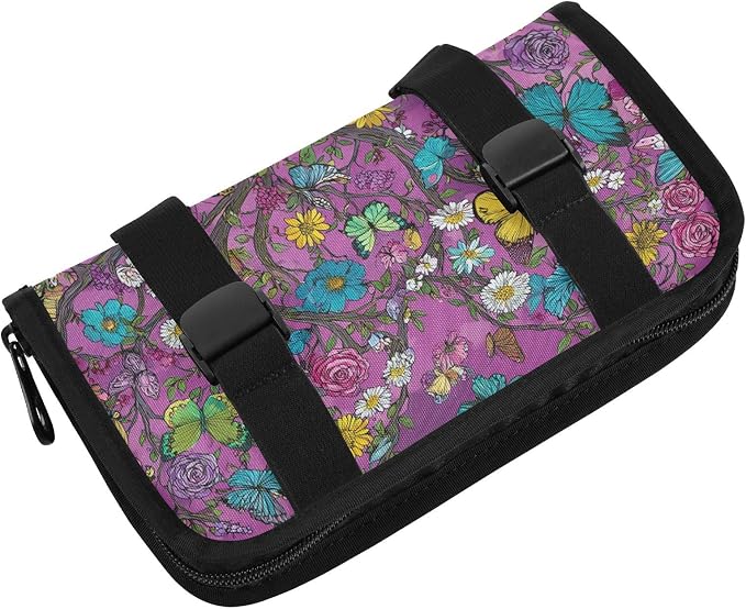 Car Visor Tissue Holder Mask Holder for Car, Car Tissue Box Sun Visor Napkin Holder Car Visor Accessories Adjustable Straps Reusable Durable Easy to Install Rose Flowers Butterfly Trees Purpl