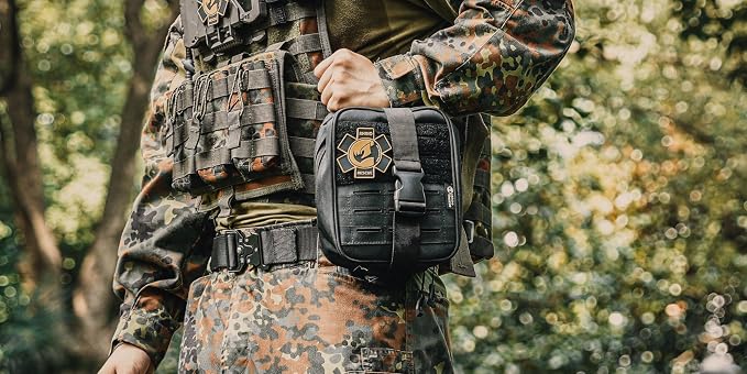 RHINO RESCUE IFAK Trauma Kit Pro with CAT Tourniquet (Black) | TCCC Compliant, Combat-Proven, Tactical Molle Pouch, Professional First Aid Kit, Military Medical Kit, HSA/FSA Approved