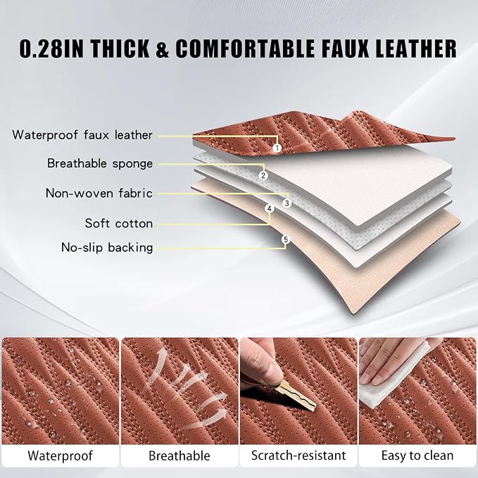 WELLDO Car Seat Covers, 5 Seats, Brown | Waterproof, Scratch-Resistant, Breathable & Easy to Clean, Universal Fit for SUV Sedan Truck, Full Set