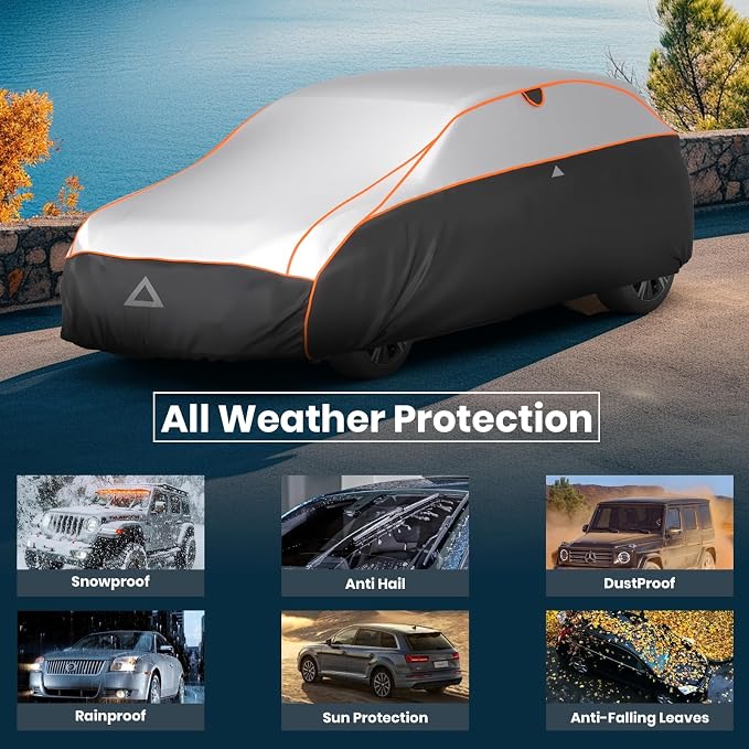 Favoto Hail Protector Car Cover Waterproof Hatchback Cover | Hail Snow Rain Protection Padded Outdoor Heavy Duty with Reflective Strips Full Exterior Cover Fits Hatchback up to 171"