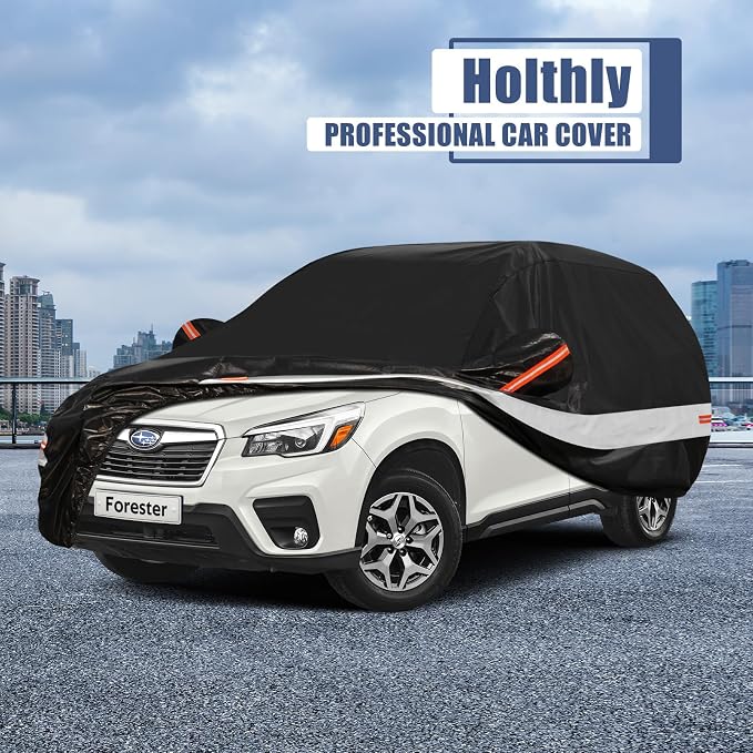 10 Layers SUV Car Cover Custom Fit for Subaru Forester (1998-2026) Waterproof All Weather for Automobiles, Outdoor Full Cover Sun UV Rain Protection with Cotton.Black
