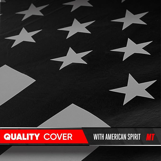 Motor Trend Black USA Flag Waterproof Car Cover - All Weather Outdoor Protection, UV Resistant, Windproof, Scratchproof - Semi-Universal Fit Sedan Full Car Cover for Sun Rain Snow (171”- 190” Length)