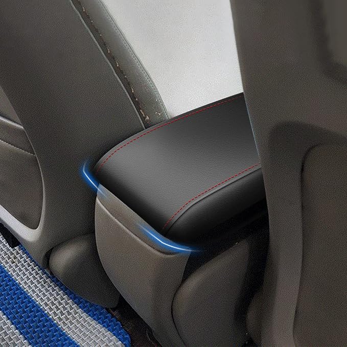 AOMSAZTO Armrest Cover for 2006-2011 Honda Civic Black with Red Stiches