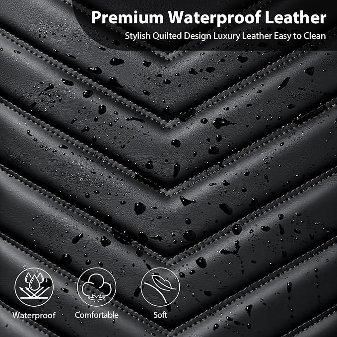 CAR PASS 3D Foam Luxury Leather Back Bench Leather Seat Covers,Waterpoof Faux Leather Rear Seat Cover Universal Fit for Cars Sedans SUVs Vans Trucks 95% Automotive Backseat, (Rear,Black)