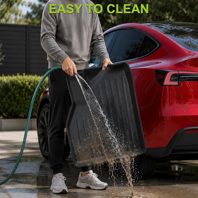 Floor Mats for 2025 2026 Tesla Model Y Juniper, 8PCS All Weather Full Set Cargo Liners Accessories, 3D TPE Odorless Trunk Frunk Rear Mats & Trunk Sill Guard for 5-Seater (Not Fit Standard-YL-7-Seat)