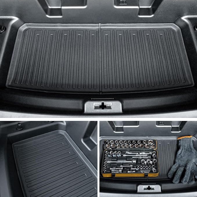Floor Mats Set for 2024-2026 Chevy Traverse & GMC Acadia, with Sub-Trunk Mat, Only for 7 Seats Captain Chairs, All Weather TPE Cargo Liner Door Sill Guards Accessories