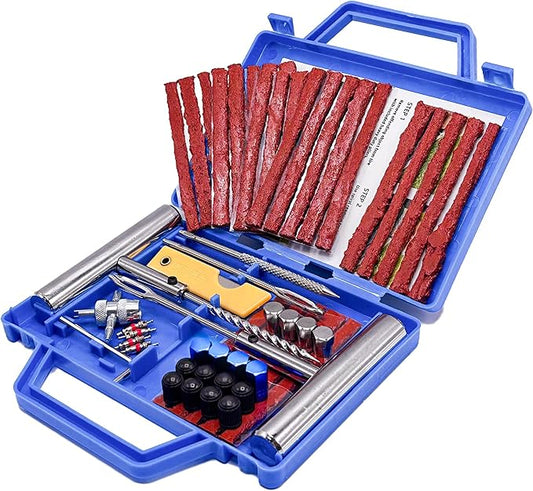 Tire Repair Tools, 58 Pieces Heavy Duty Tire Plug Kit | Tyre Puncture Repair, For Cars, Motorcycles, Trucks, SUVs, ATVs, Tractors, Campers, Meche Flat Tyres