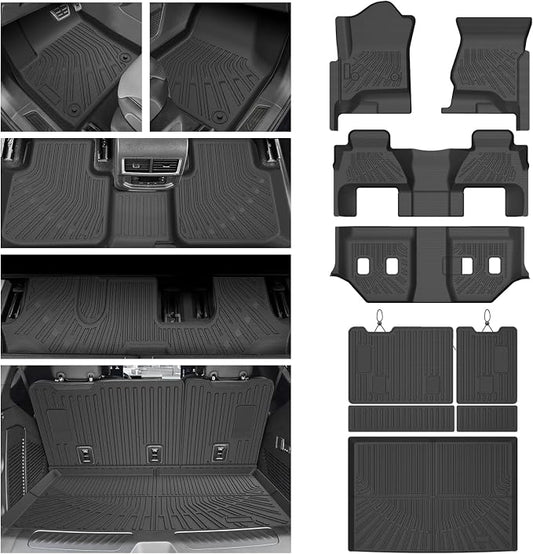 Floor Mats for 2015-2020 Chevy/Chevrolet Suburban & GMC Yukon XL 8 Seats, All Weather Cargo Liner for Suburban Accessories, Heavy Duty TPE Cargo Mats, Car Accessories