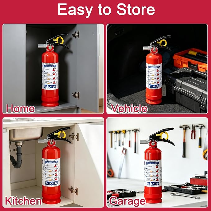 ABC Dry Powder Fire Extinguishers, 2.5lb 1A:10B:C Multi-Class Fire Safety Gear with Quick Release Handle, Portable Fire Extinguisher for Home Kitchen Car Truck RV Boat Office