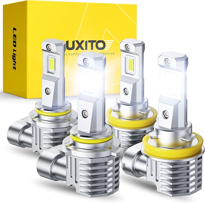 AUXITO 9005 H11 LED Light Bulbs HB3 H8 H9 Bulbs, 100000LM Ultra-Bright, Plug N Play, Long Lifespan, No Flicker, 99% Compatibility, 4PCS