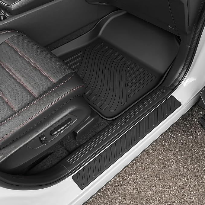Auxko All Weather Floor Mats for 2026-2023 Honda CRV(Include Hybrid) Upper Cargo Mat with Backrest Mat & Door Sill Protecters TPE Liners Accessories Guard Odorless Anti-Slip Black