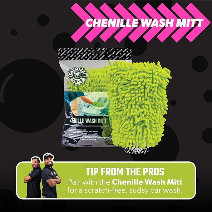 Chemical Guys Mr. Pink Super Suds Car Wash Soap Plus Chenille Premium Microfiber Wash Mitt Bundle, High Foaming Pink Shampoo And Scratch Free Mitt For Cars Trucks SUVs Daily Drivers, 128 Fl Oz