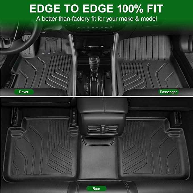 Floor Mats for 2013-2017 Honda Accord Sedan (Not for Vinyl Floors), TPE All Weather Durable Floor Liners Door Sill Guards for Accord Accessories