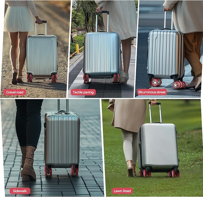 8Pcs Upgrade Luggage Wheel Covers, Travel Accessories (Red) | Wear-resistant & anti-noise silicone covers. Fits 2-2.4" wheels. Protects suitcase wheels. Travel essential for suitcases