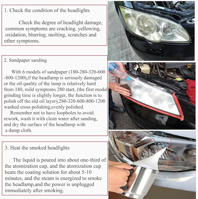 ROYWOO Headlight Repair Kit,Automobile Headlight Restoration Kits with 200ML Repair Liquid,Car Headlight Polish Repair Tool for Repair Headlight Yellowing, Haze, Scratches