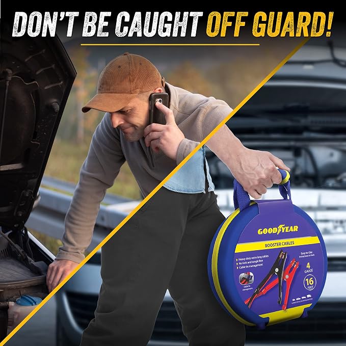 GOODYEAR Heavy Duty Jumper Cables for Car Battery - 2 Gauge Thick Wire, Extra Long 20 ft Booster Cables with Carrying Case for Cars, Trucks, SUVs, Emergency Roadside Kit Car Accessories