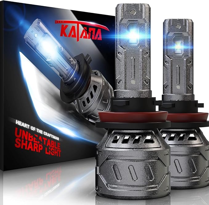 Katana Fog Light Bulb 400% Brightness 6500K Plug and Play of 2 | H11 Bulbs,Cooling Fan,1:1 Size