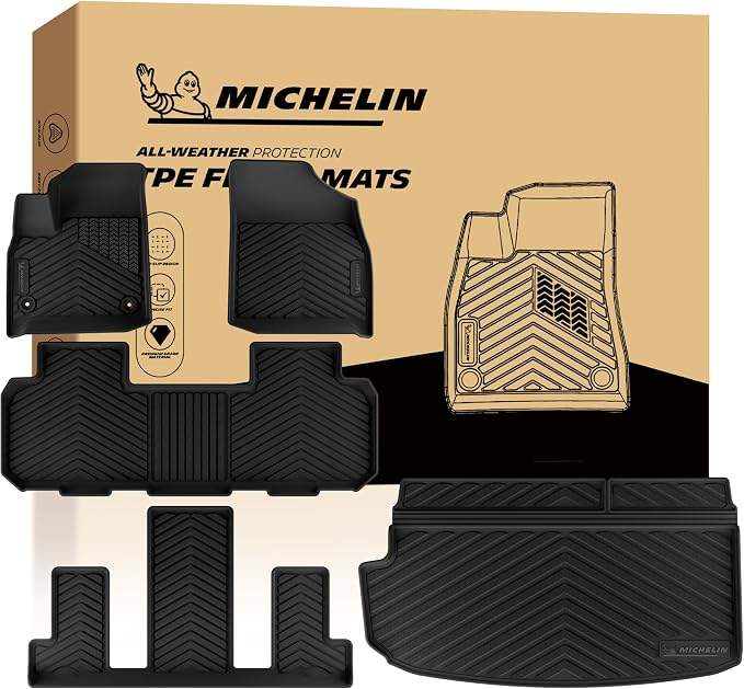 Michelin Vehicle Mats for 2018-2023 Chevy Traverse/2024 Traverse Limited | 7 Seats/Bucket Seats, 2nd Row, Not Fit 8 Seats/2nd Row Bench Seats, All-Weather TPE Custom Fit Liner, Premier