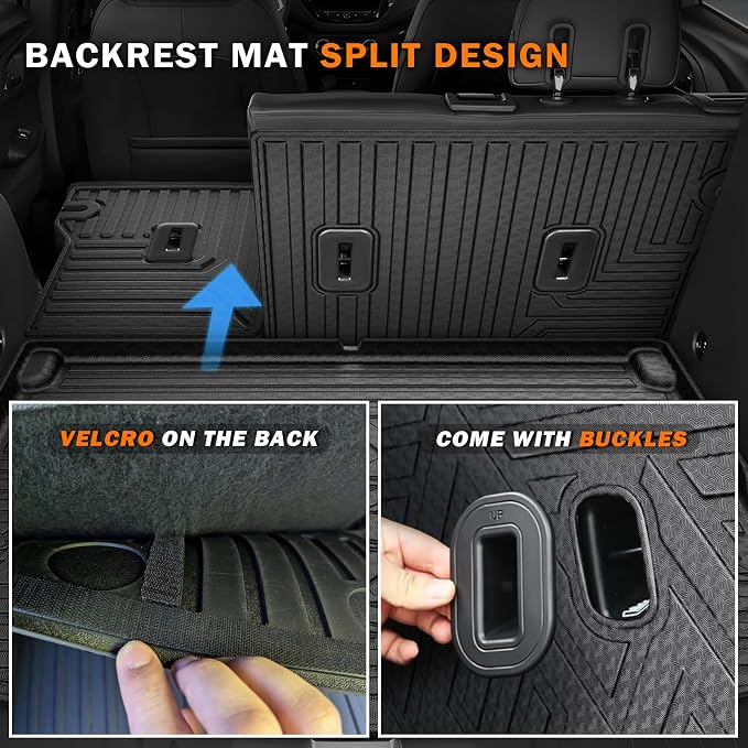 KUST Floor Mats for 2021-2026 Chevy Trailblazer Accessories (AWD Only) | Rear Cargo Trunk Mat (Cargo Deck in Upper Position), Front Rear Car Mats All Weather Protection, TPE Rubber, Raised Edge