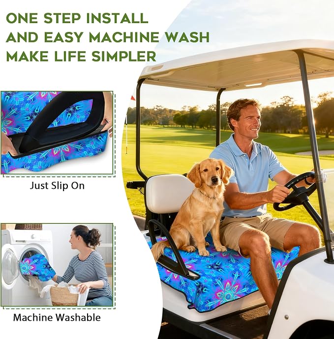 Golf Cart Seat Covers Club Car Golf Cart Accessories for Men Women Golf Carts Seat Towel Blanket 2-Seat Golf Cart Decorations
