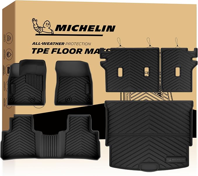 Michelin Vehicle Mats, All-Weather TPE Custom Fit Liner for 2021-2026 Nissan Rogue (6 Piece), Not for Sport/PHEV, Premier