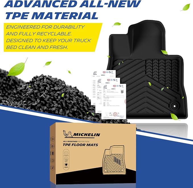 Michelin Vehicle Mats, Premier Series All-Weather TPE Custom Fit Liner for 2022-2026 Ford Explorer 6 Seats Captain Chairs Active/ST-Line/ST/Platinum/Tremor Floor Mats (5 Piece)