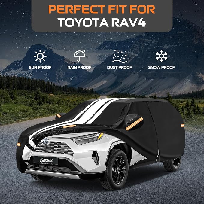 Kayme Toyota RAV4 Car Cover Waterproof All Weather for Automobiles, Custom Fit for 2006-2026 RAV4 Cover, Gift with Tape/Towel, Heavy Duty Outdoor Full Exterior Cover Rain Snow Sun UV Protection.