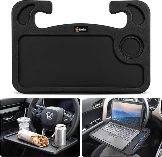EcoNour Steering Wheel Desk for Honda CRV 2023-2024 2025 2026 2-in-1 Car Tray Table Laptop Car Mount with Pen Holder Food Tray for Eating with Drinks Holder, Multipurpose Travel Car Accessories