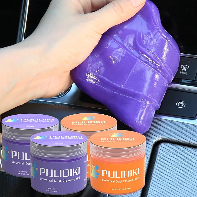 PULIDIKI Car Cleaning Gel Purple 2Pack and Car Cleaning Putty Orange 2Pack Bundle