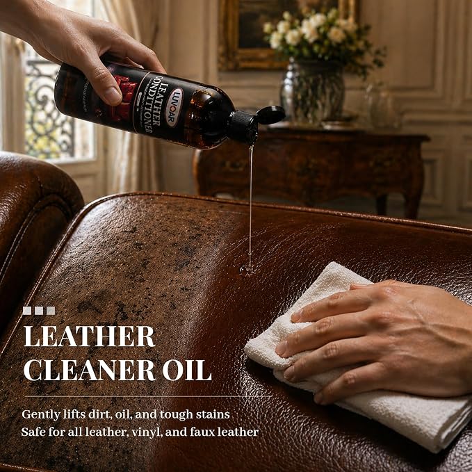 Leather Conditioner Oil - Deeply Nourishes for Leather Furniture, Car Seats, Shoes, Purses & Accessories -8oz