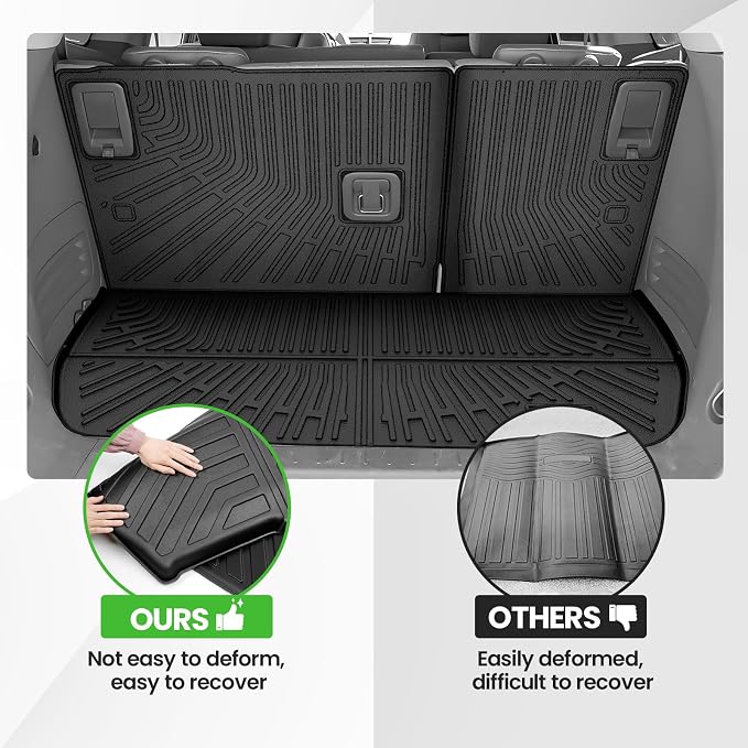 Traverse Cargo mat - Trunk Mat for Chevy Traverse 2009-2017, All Weather Trunk Mat & Backrest Mat for Traverse Accessories, Heavy Duty Rubber Mats, Car Accessories