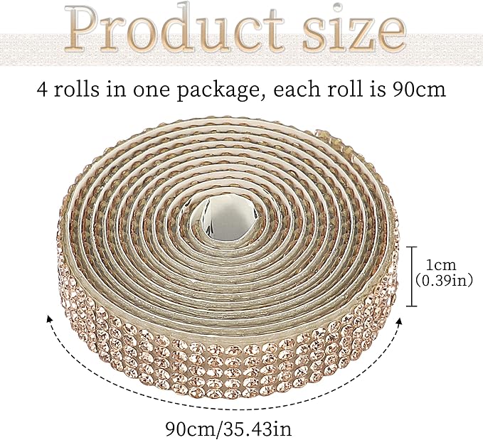 TOMALL Bling Car Door Guard Crash Bumper Crystal Anti-Scratch Strip Sticker Crystals Car Door Bumper Protector Accessory DIY for Interior and Exterior Decoration Styling Accessories (Champagne)