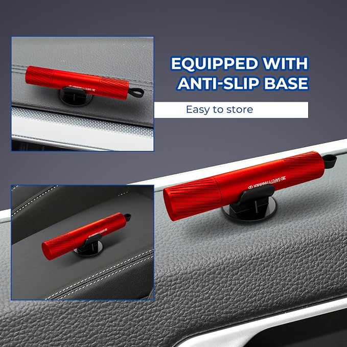2 Pack Car Safety Hammer Car Window Breaker Seatbelt Cutter Emergency Escape Tool Car Glass Breaker for Land and Underwater Life-Saving Car Safety Kit Essentials Car Accessories (Red+Red)
